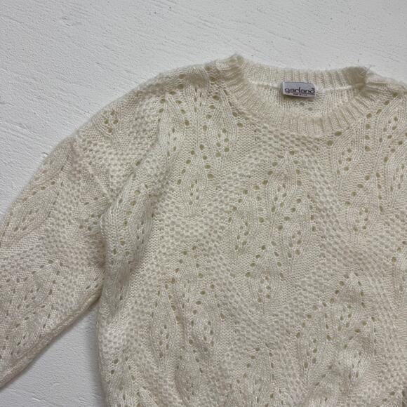 Vintage 80s/90s Garland Cream Fuzzy Open Knit Sweater Women’s M/L - Picture 2 of 5